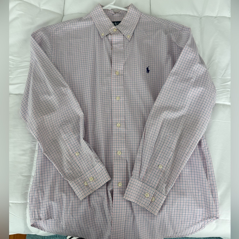 Ralph Lauren Pink and Blue Casual Button Down Shirt